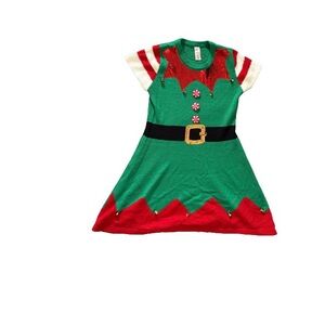 Festive Green and Red Mini Dress